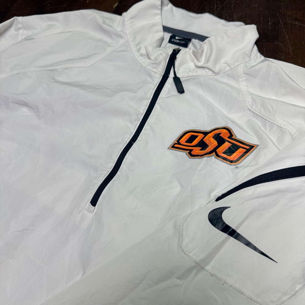 Nike Oklahoma State OSU Storm-FIT Windbreaker Mens XL White 1/4 Zip 27834X-OC2